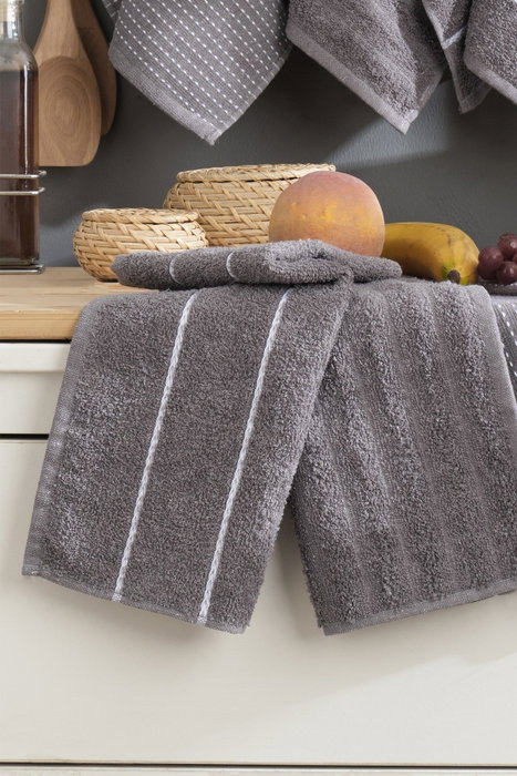 Aucune Juego de 6 toallas de baño - 30 x 50 cm - Gris antracita Aucune Juego de 6 toallas de baño - 30 x 50 cm - Gris antracita